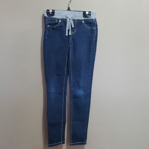 Women's Blue Jeans with Gray Waistband